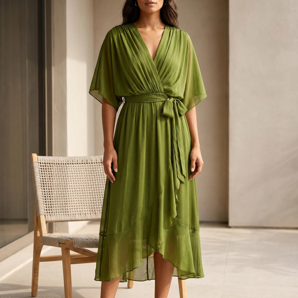 Avelina™ - Wrap Style Midi Dress