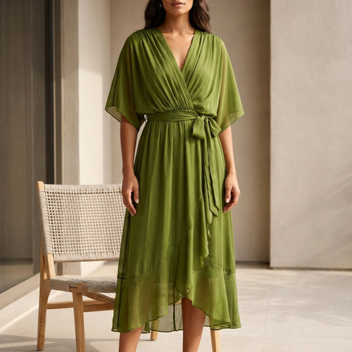 Avelina™ - Wrap Style Midi Dress