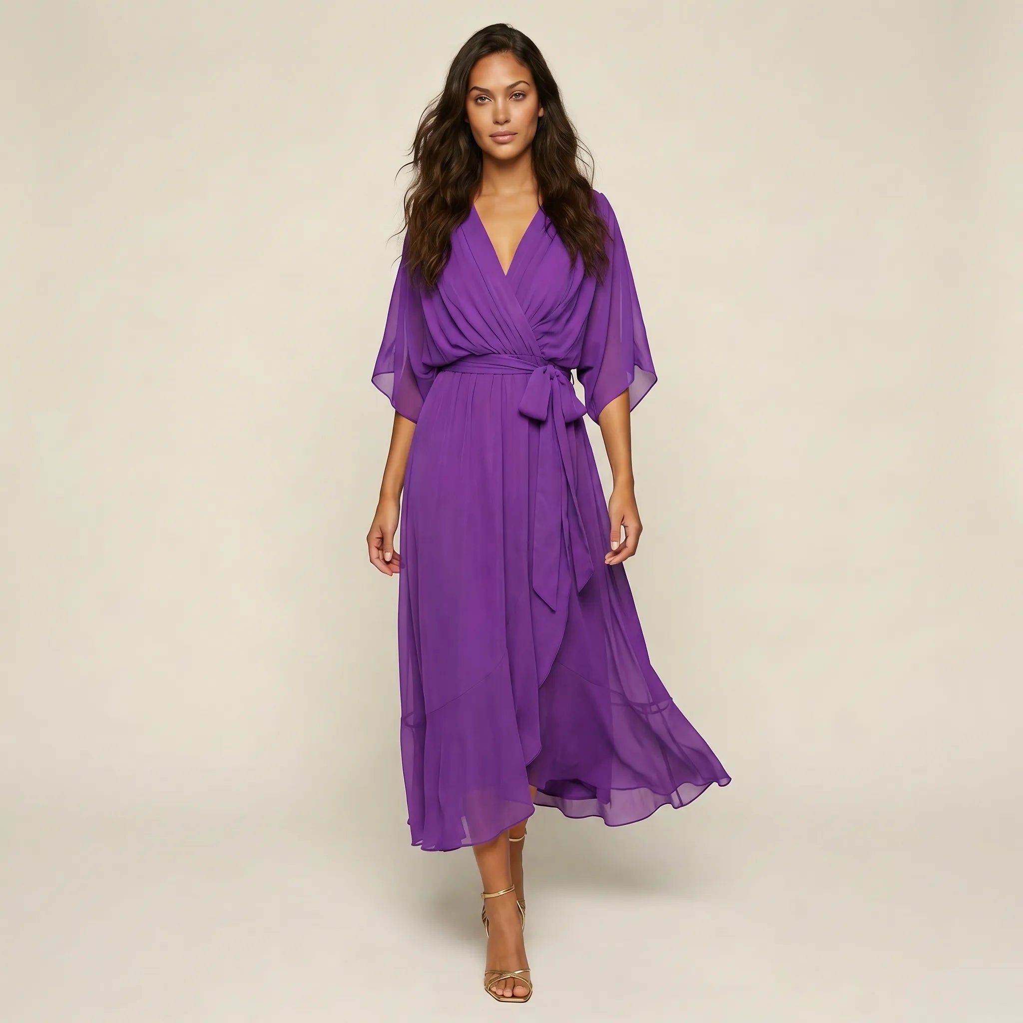 Avelina™ - Wrap Style Midi Dress