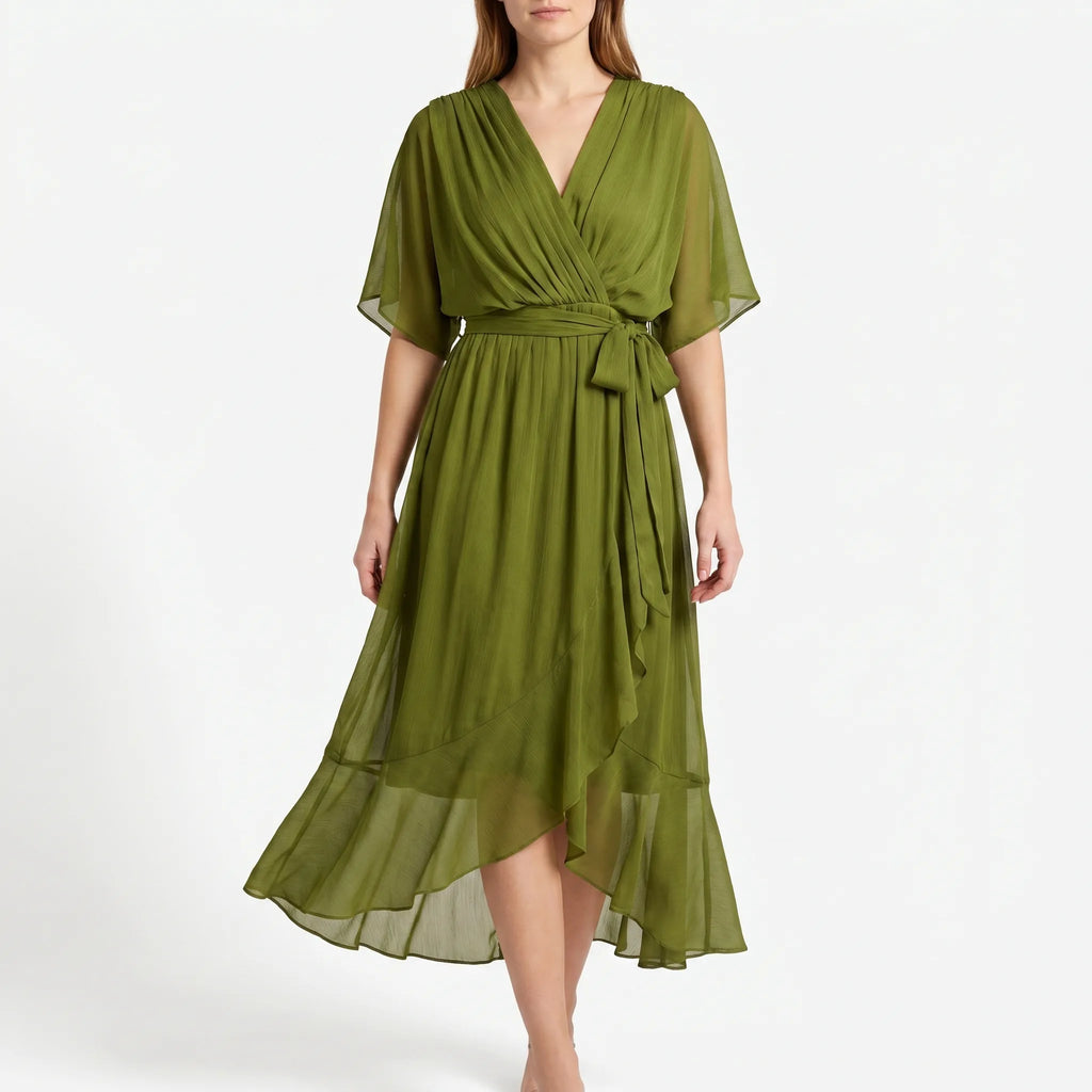 Avelina™ - Wrap Style Midi Dress