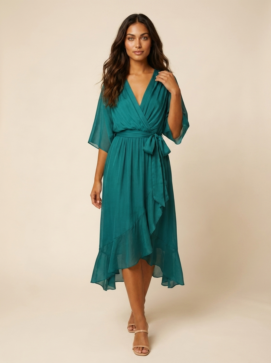 Avelina™ - Wrap Style Midi Dress