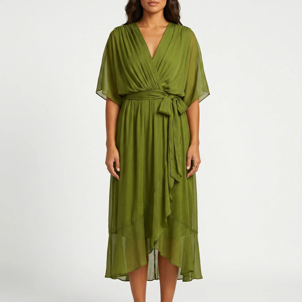 Avelina™ - Wrap Style Midi Dress