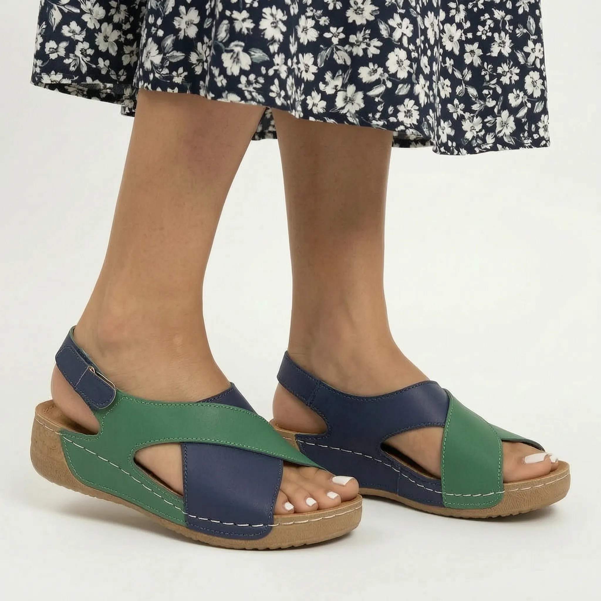 Avelis™ - Wide Strap Wedge Sandals
