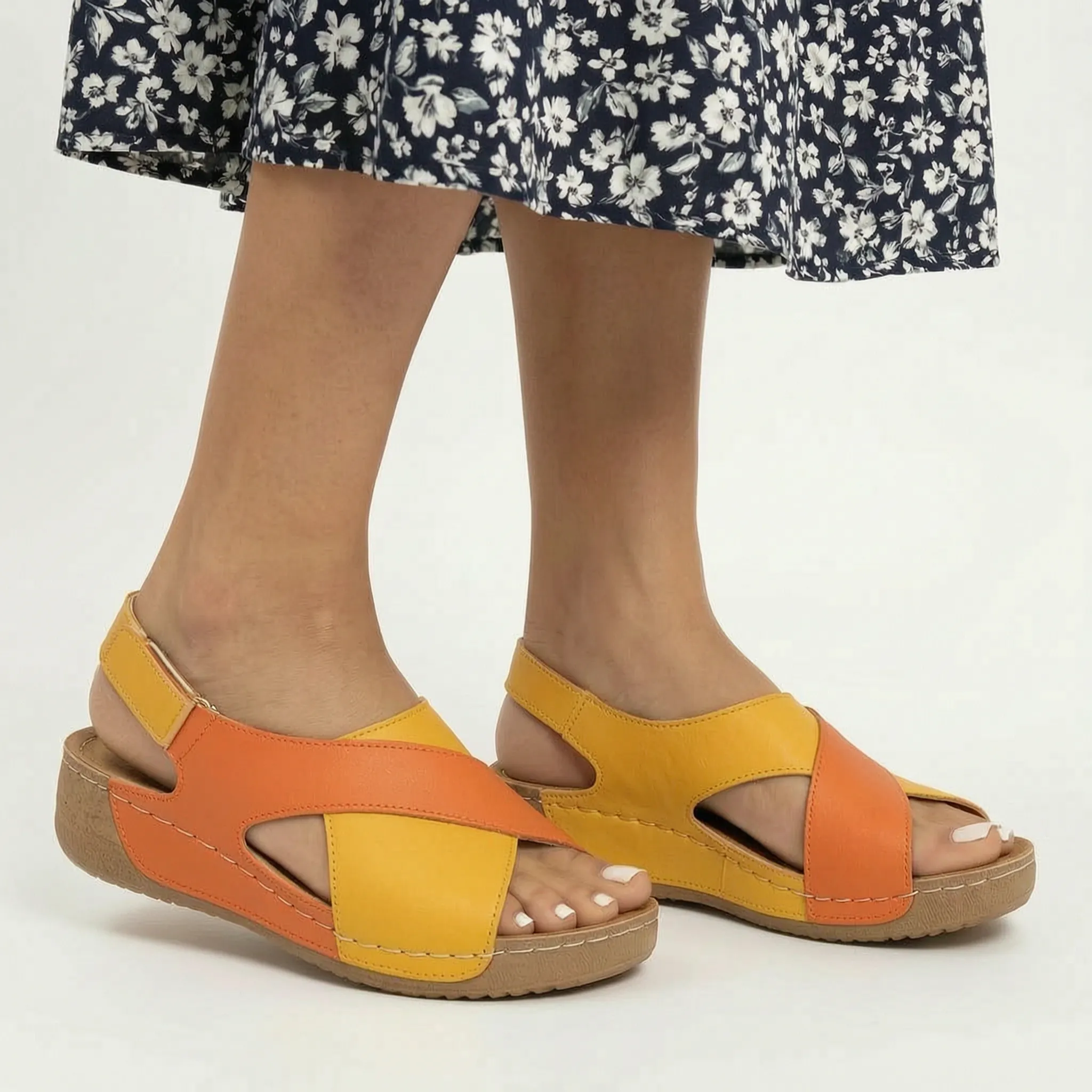 Avelis™ - Wide Strap Wedge Sandals