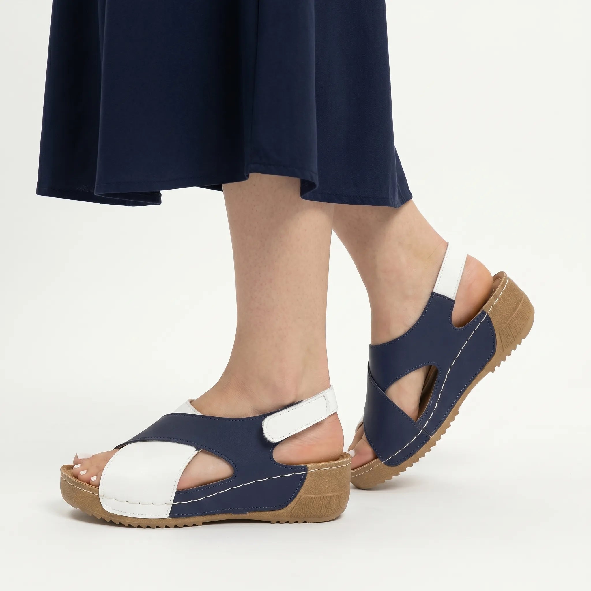 Avelis™ - Wide Strap Wedge Sandals