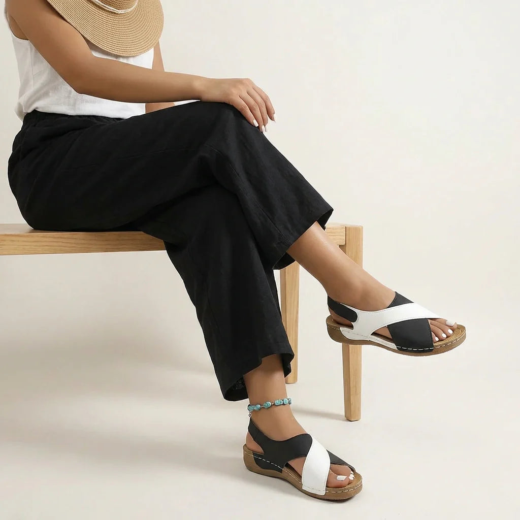 Avelis™ - Wide Strap Wedge Sandals