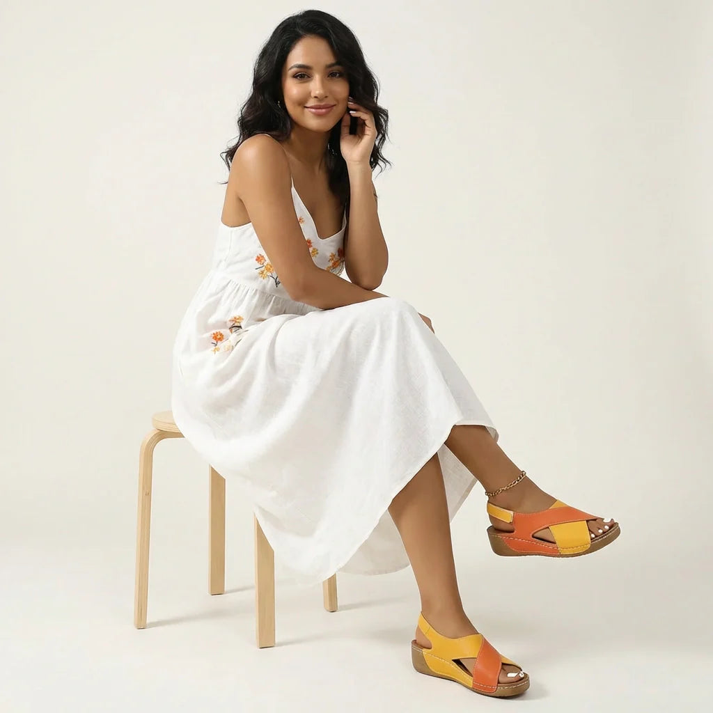 Avelis™ - Wide Strap Wedge Sandals