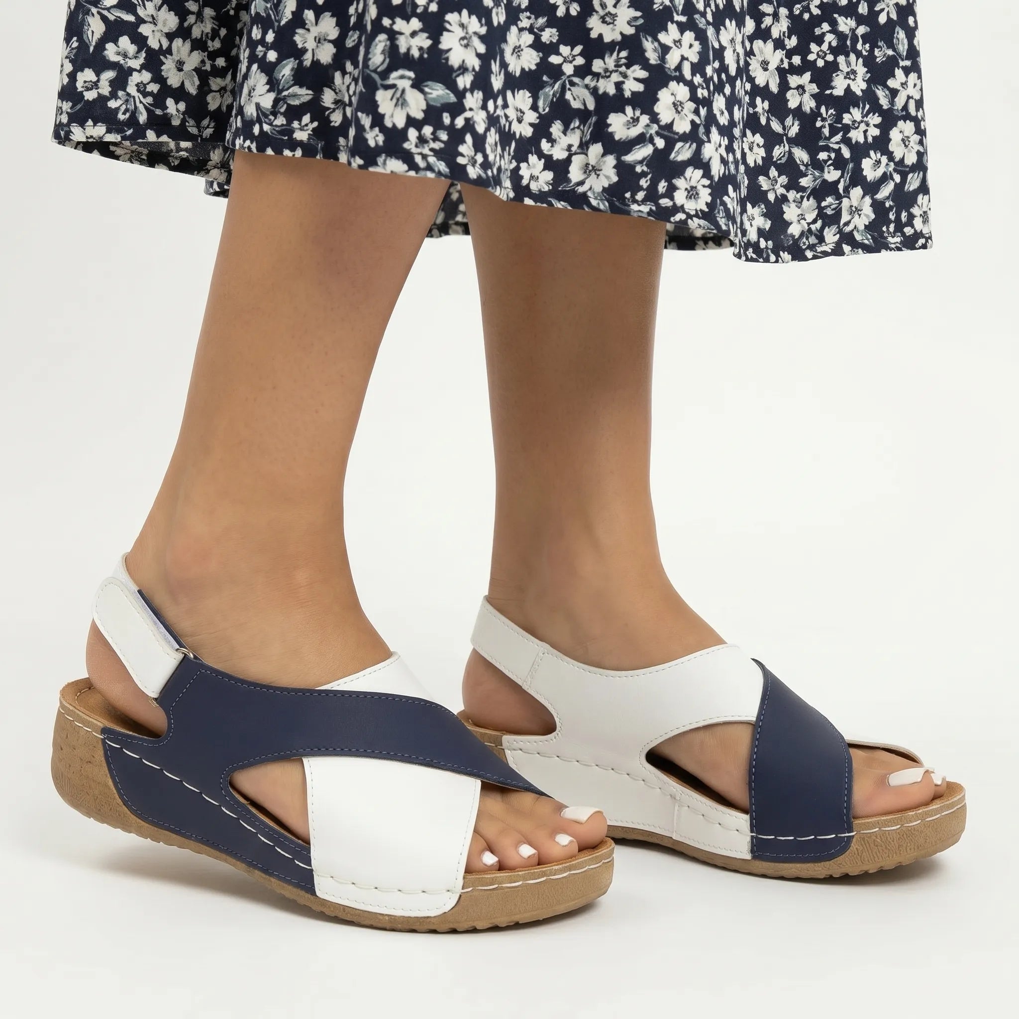 Avelis™ - Wide Strap Wedge Sandals