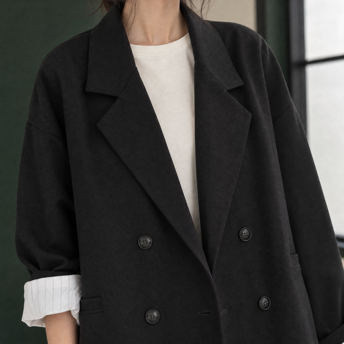 Berenice™ | Women's Woven Blend Oversized Blazer Double Breasted