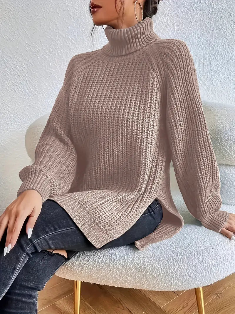 Seraphine™ | Women's Cotton Turtleneck Sweater Ribbed Knit