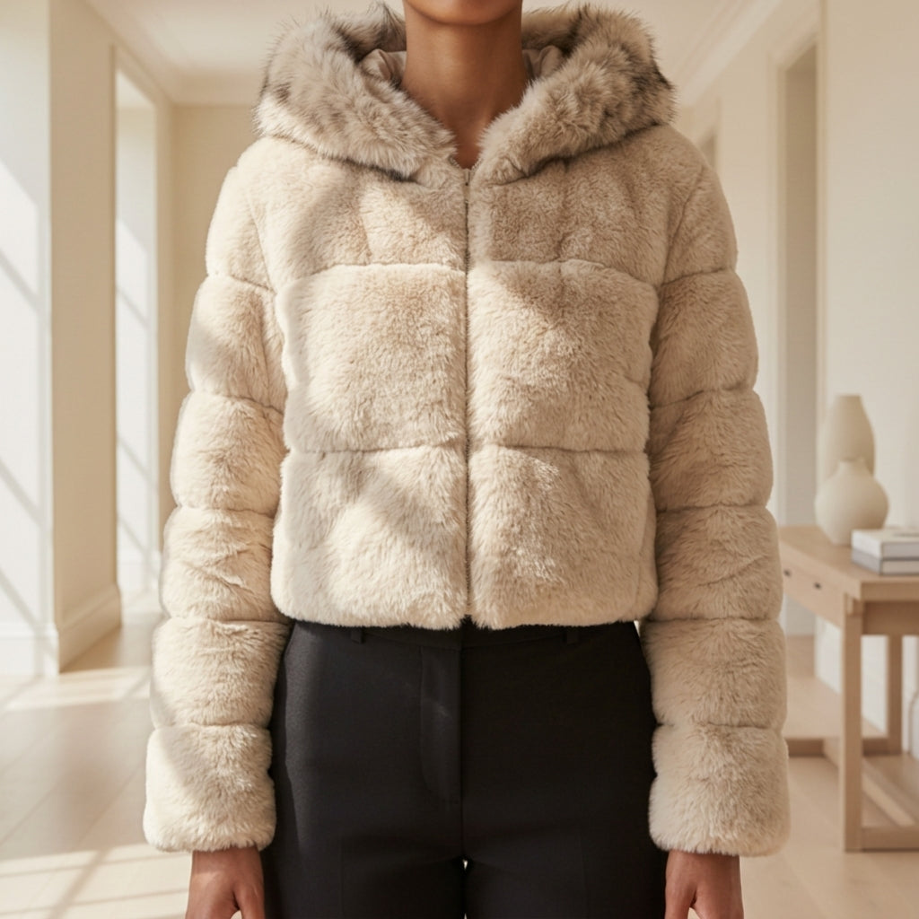 Aurelia™ | Women's Faux Fur Jacket Cropped Hooded