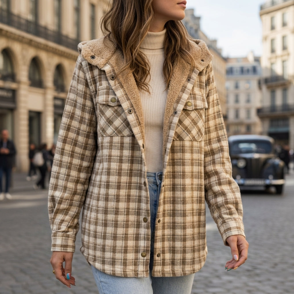 Octavia™ | Women’s Plaid Shacket Hooded Fleece Lined