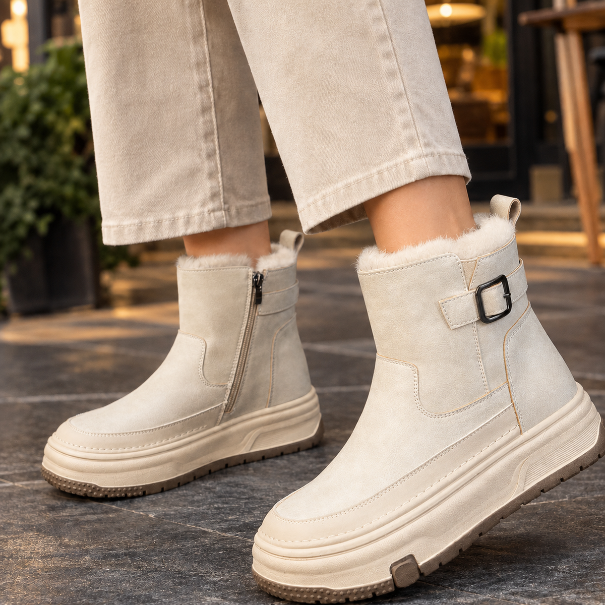 Faustine™ | Women's Leather Platform Ankle Boots Fur Lined