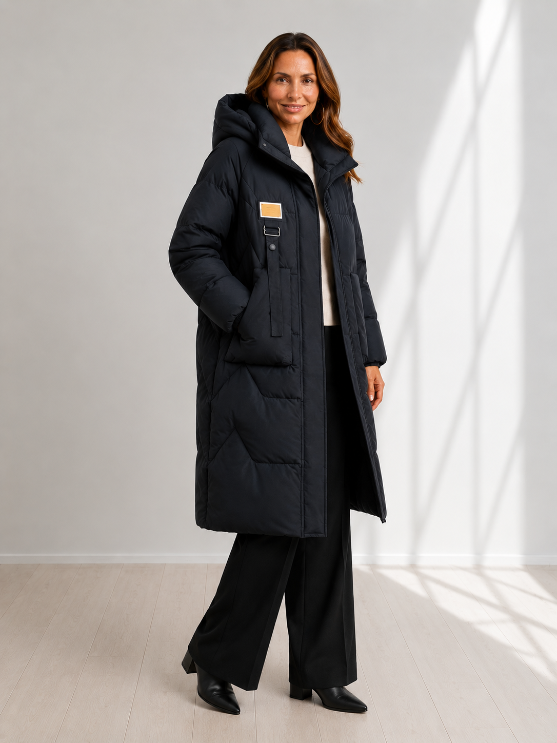 Elara™ | Long Hooded Puffer Coat