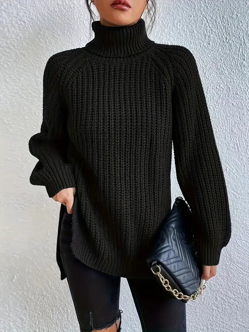 Seraphine™ | Women's Cotton Turtleneck Sweater Ribbed Knit