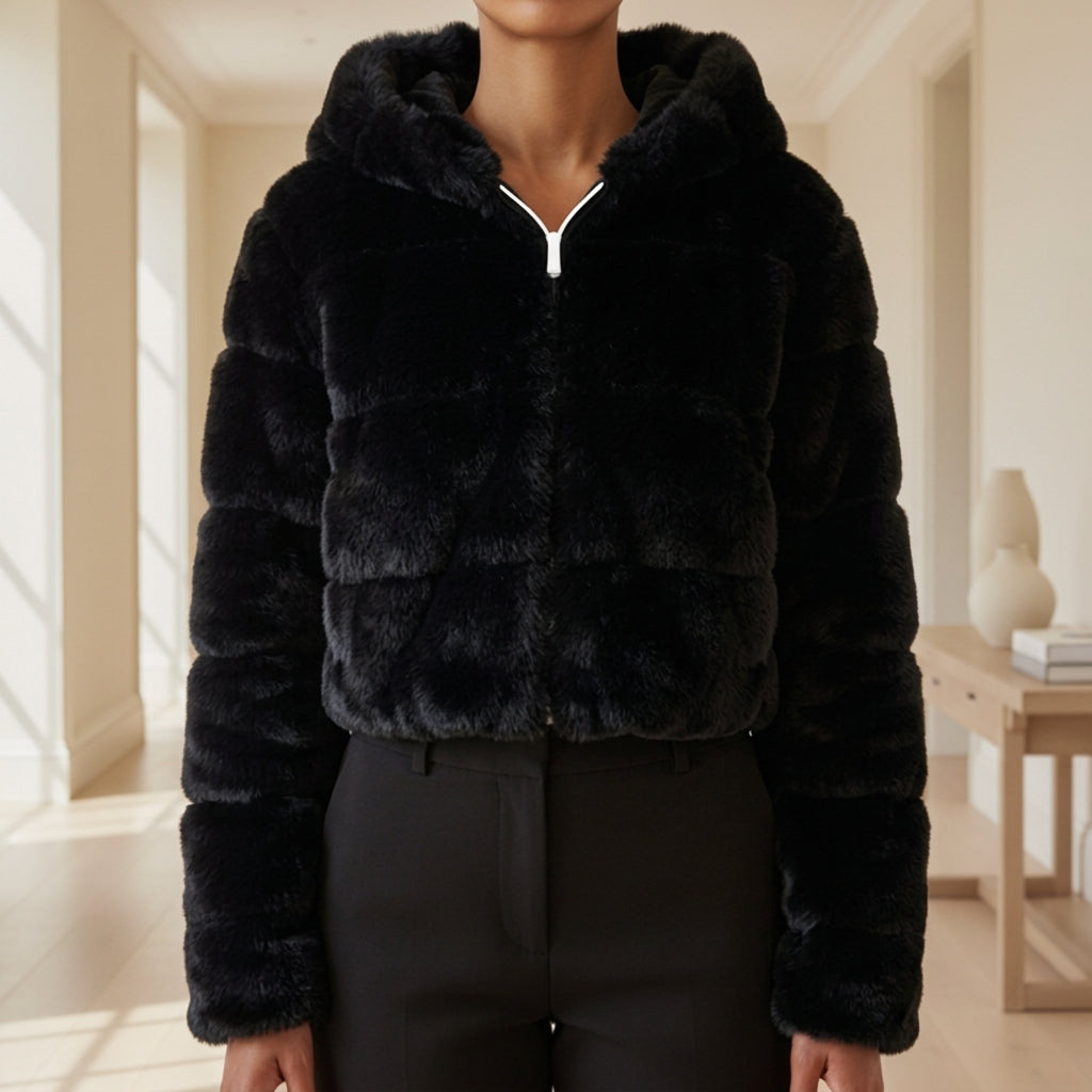 Aurelia™ | Women's Faux Fur Jacket Cropped Hooded