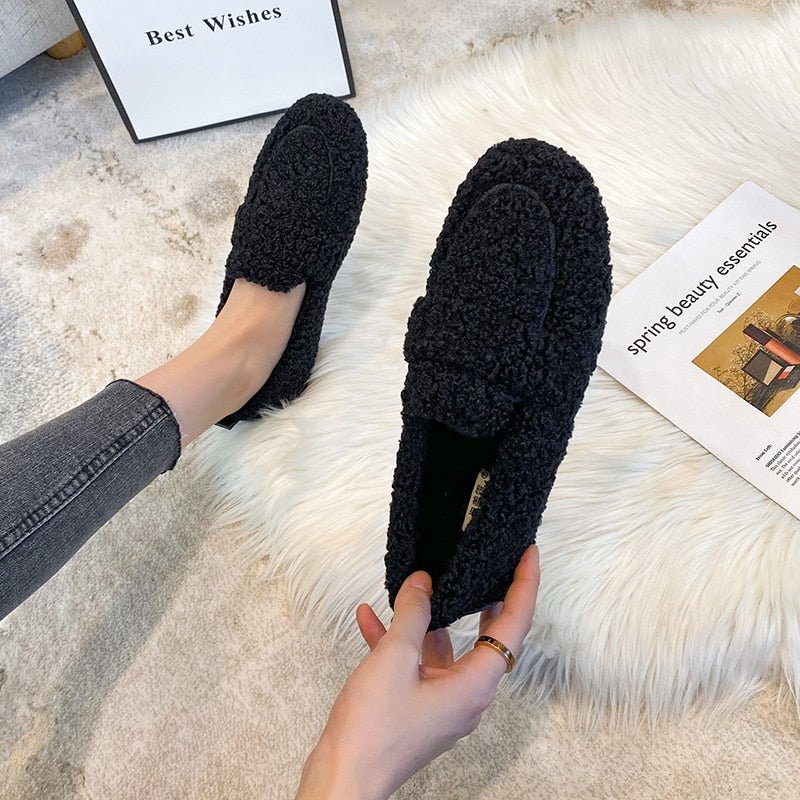 Celestine™ | Women's Fleece Slip On Loafers Faux Fur