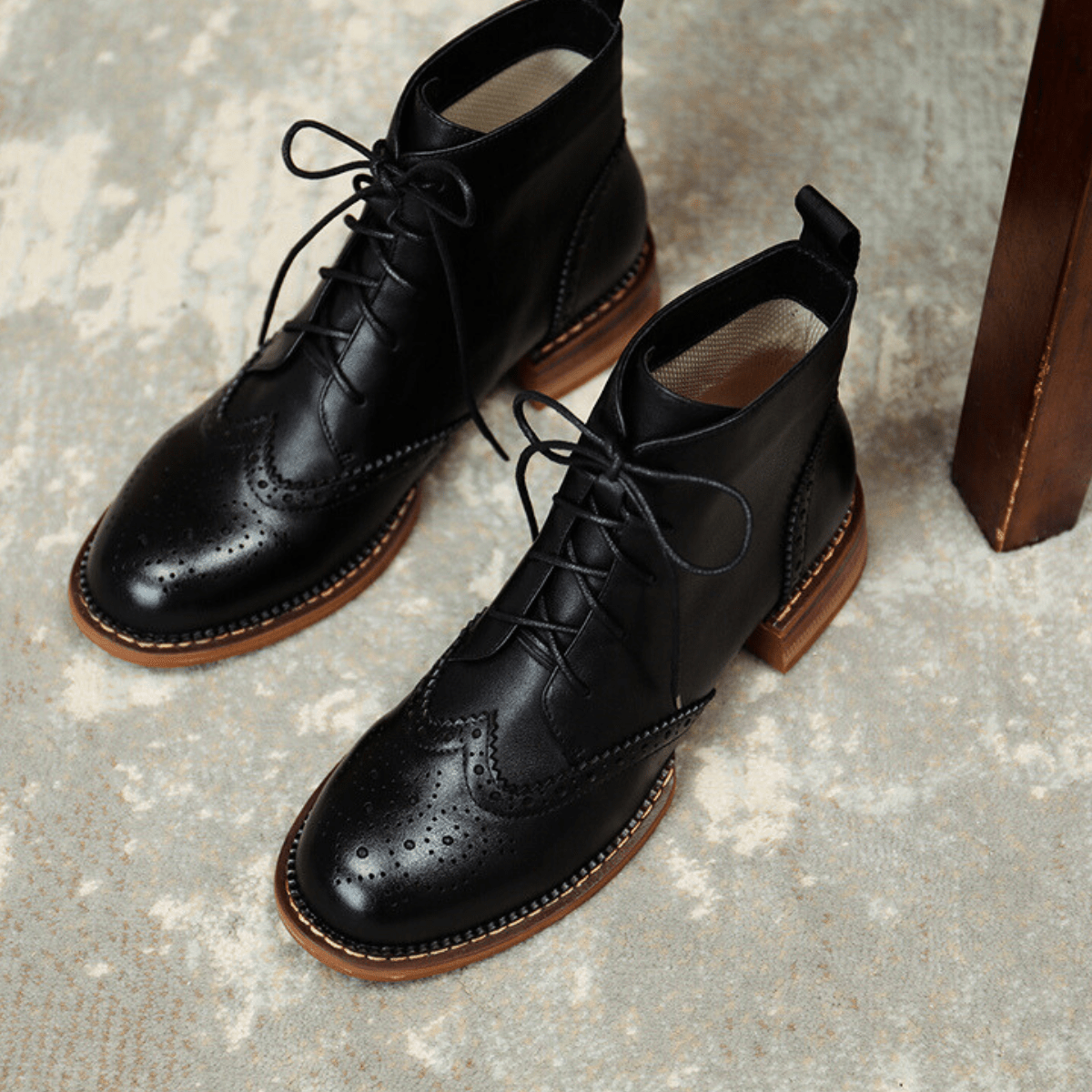 Isolde™ | Women's Leather Brogue Ankle Boots Lace Up