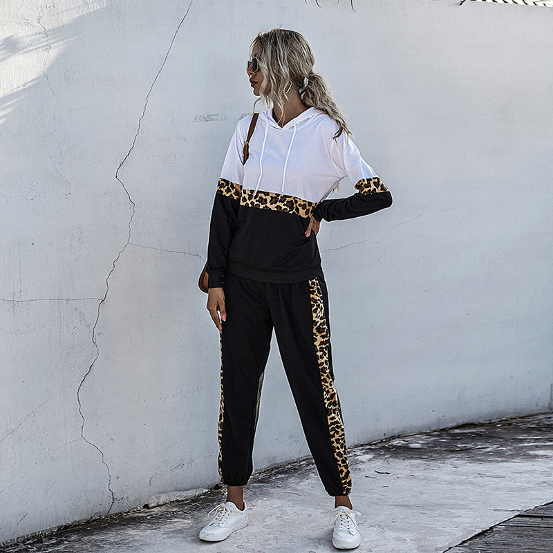 Marcella™ | Women's Colorblock Tracksuit Set Leopard Trim