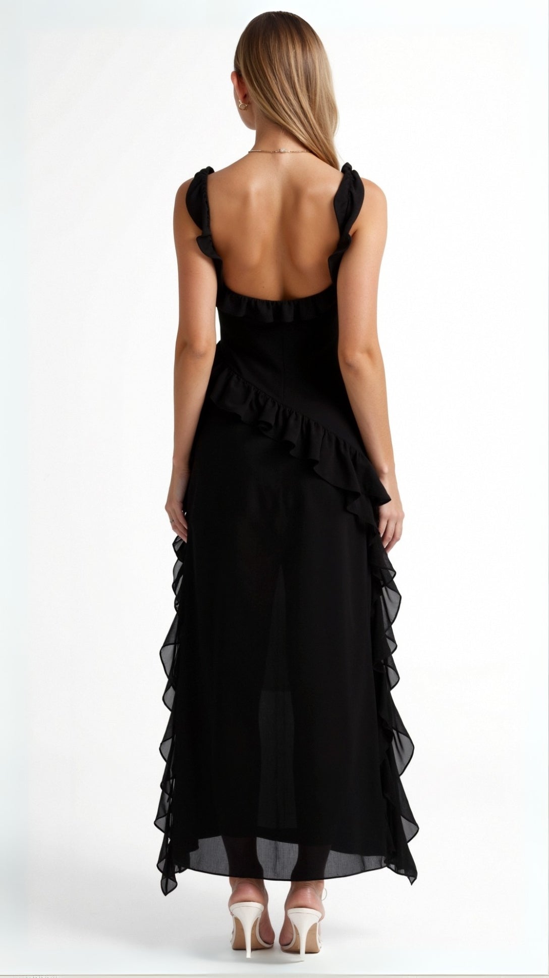 Seraphita™ | Women’s Maxi Dress Chiffon Ruffle Square Neck