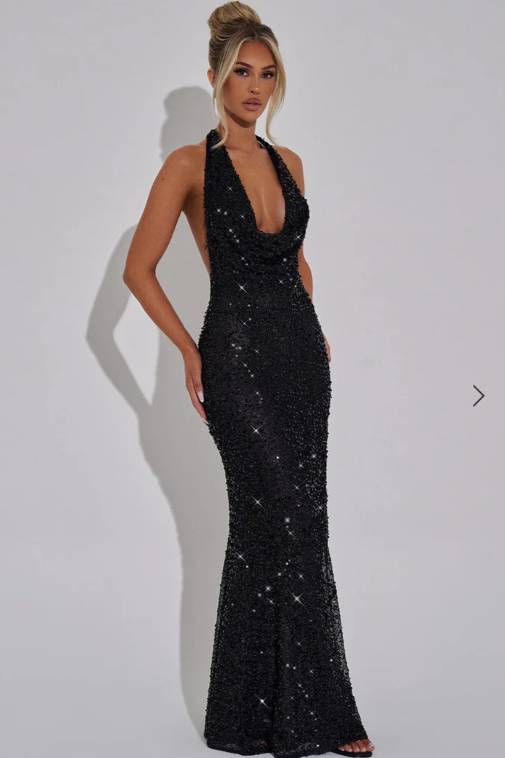 Antonetta™ | Women’s Sequin Maxi Dress Halter Neck Open Back