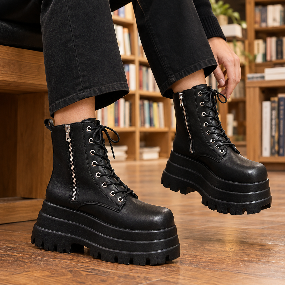 Octavia™ | Women's Faux Leather Platform Combat Boots