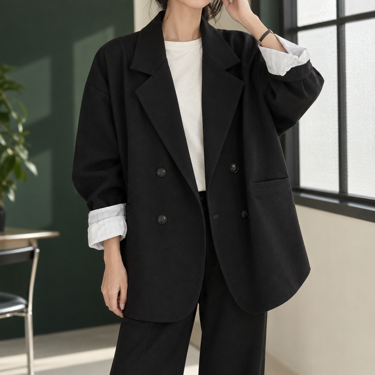 Berenice™ | Women's Woven Blend Oversized Blazer Double Breasted