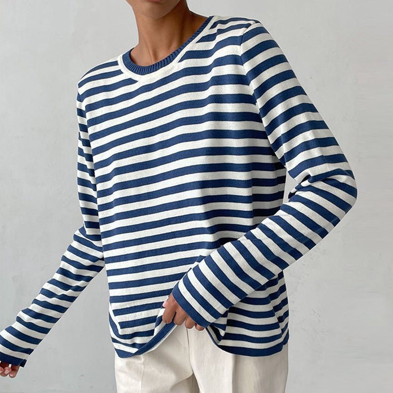 Odessa™ | Women's Striped Cotton Sweater Crew Neck