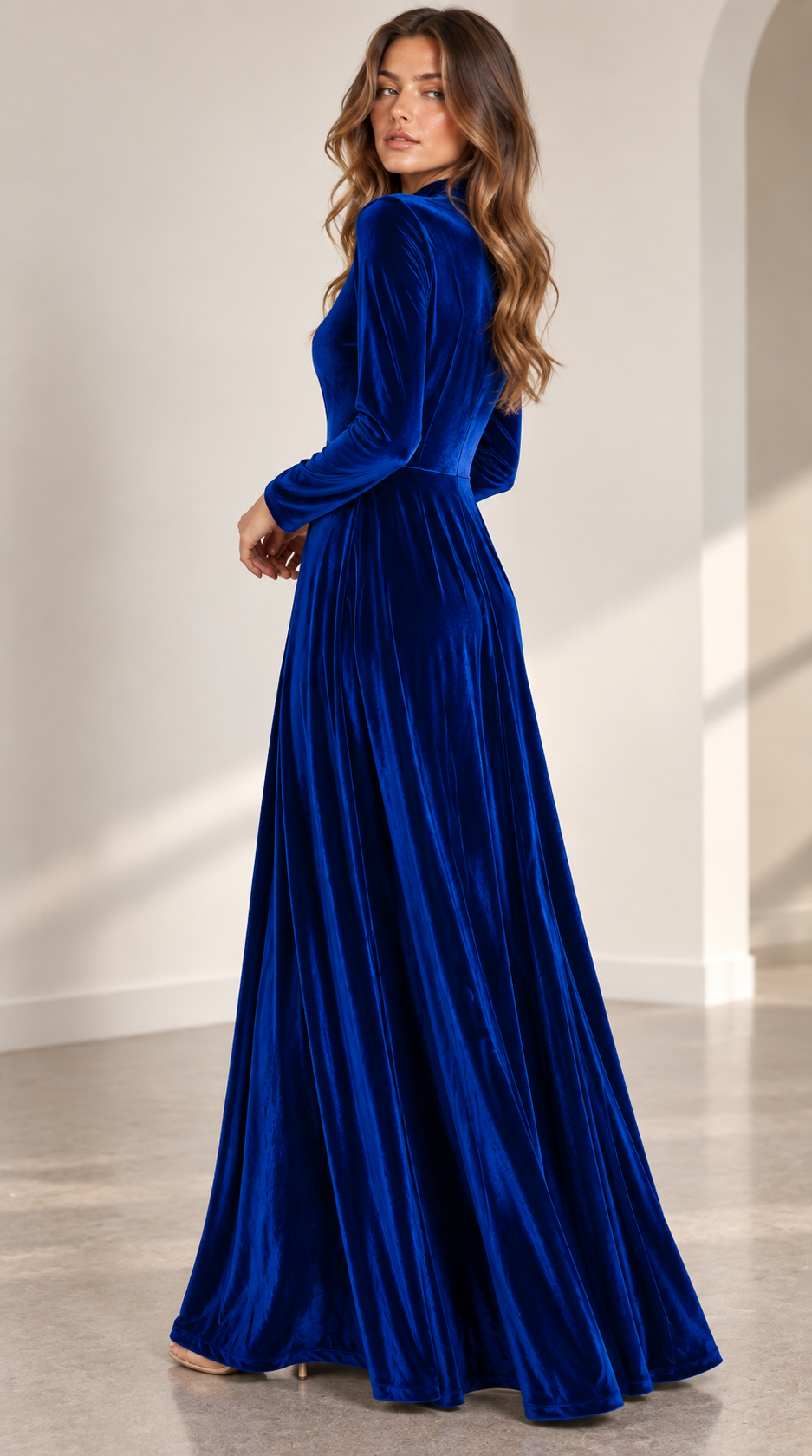Ysolde™ | Women’s Velvet Dress Long Sleeve High Neck