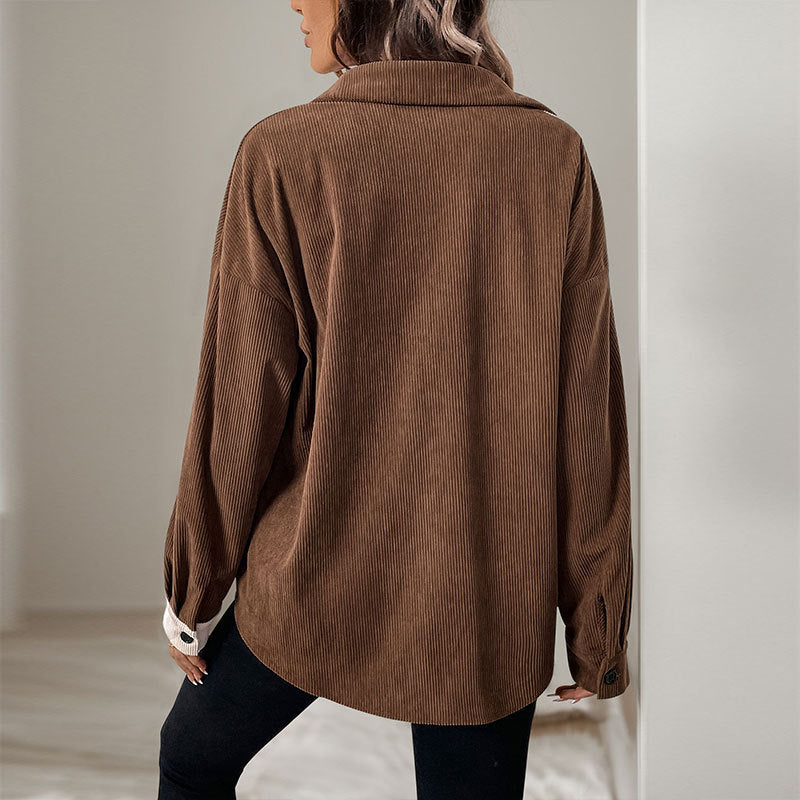 Augustine™ | Women's Corduroy Shacket Colorblock Button Front