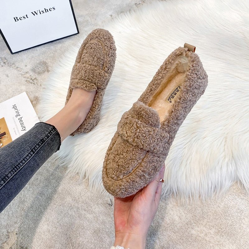 Celestine™ | Women's Fleece Slip On Loafers Faux Fur