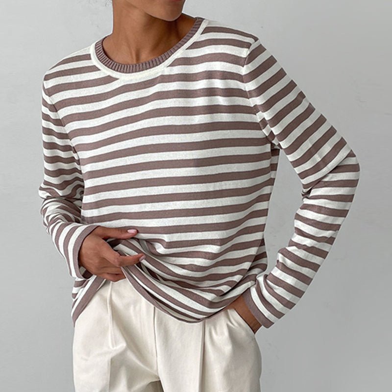 Odessa™ | Women's Striped Cotton Sweater Crew Neck