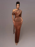 Cosmina™ | Women’s Maxi Dress One Shoulder Asymmetric Draped