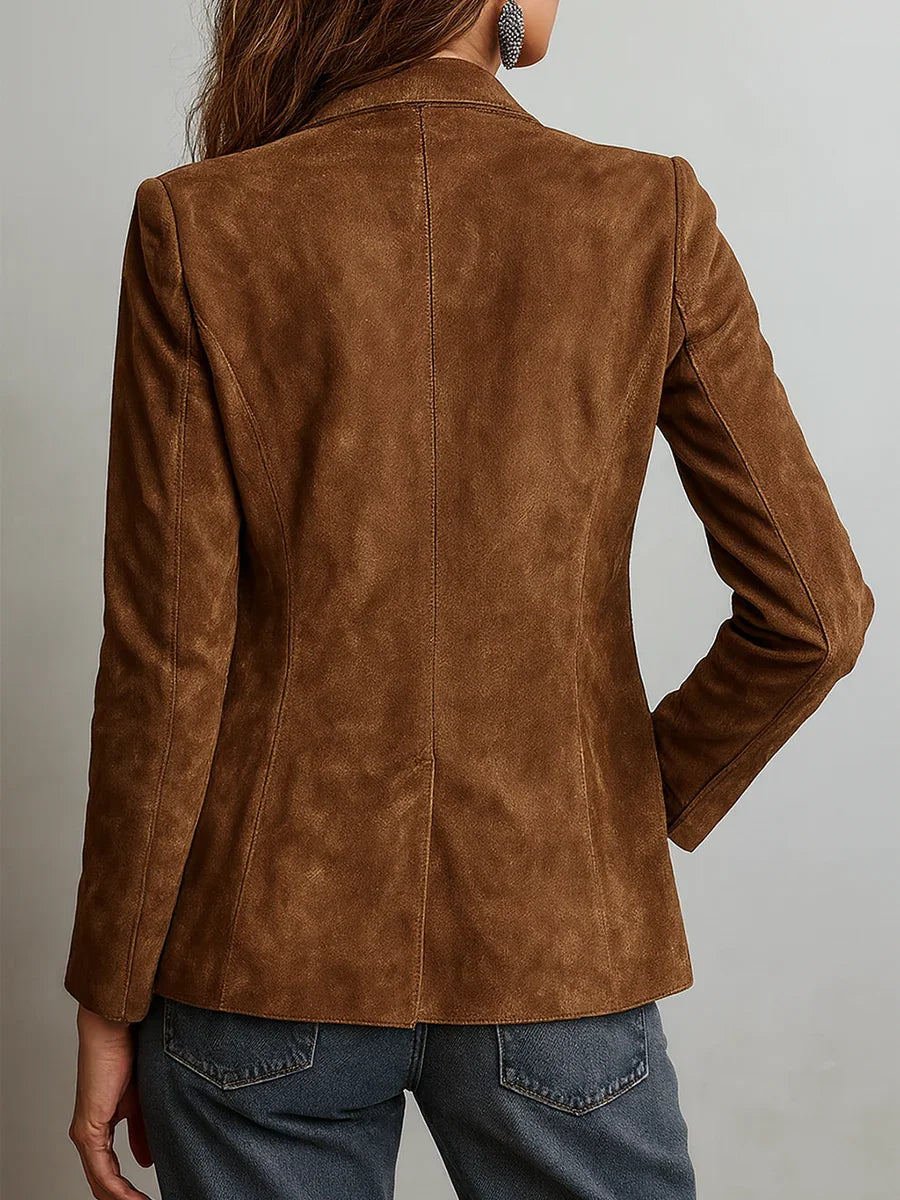 Gwendolyn™ | Women’s Blazer Faux Suede Button Front