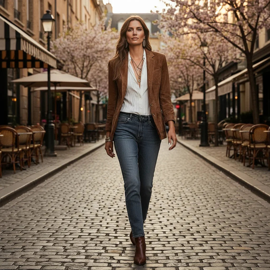 Gwendolyn™ | Women’s Blazer Faux Suede Button Front