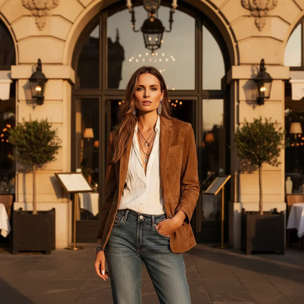 Gwendolyn™ | Women’s Blazer Faux Suede Button Front