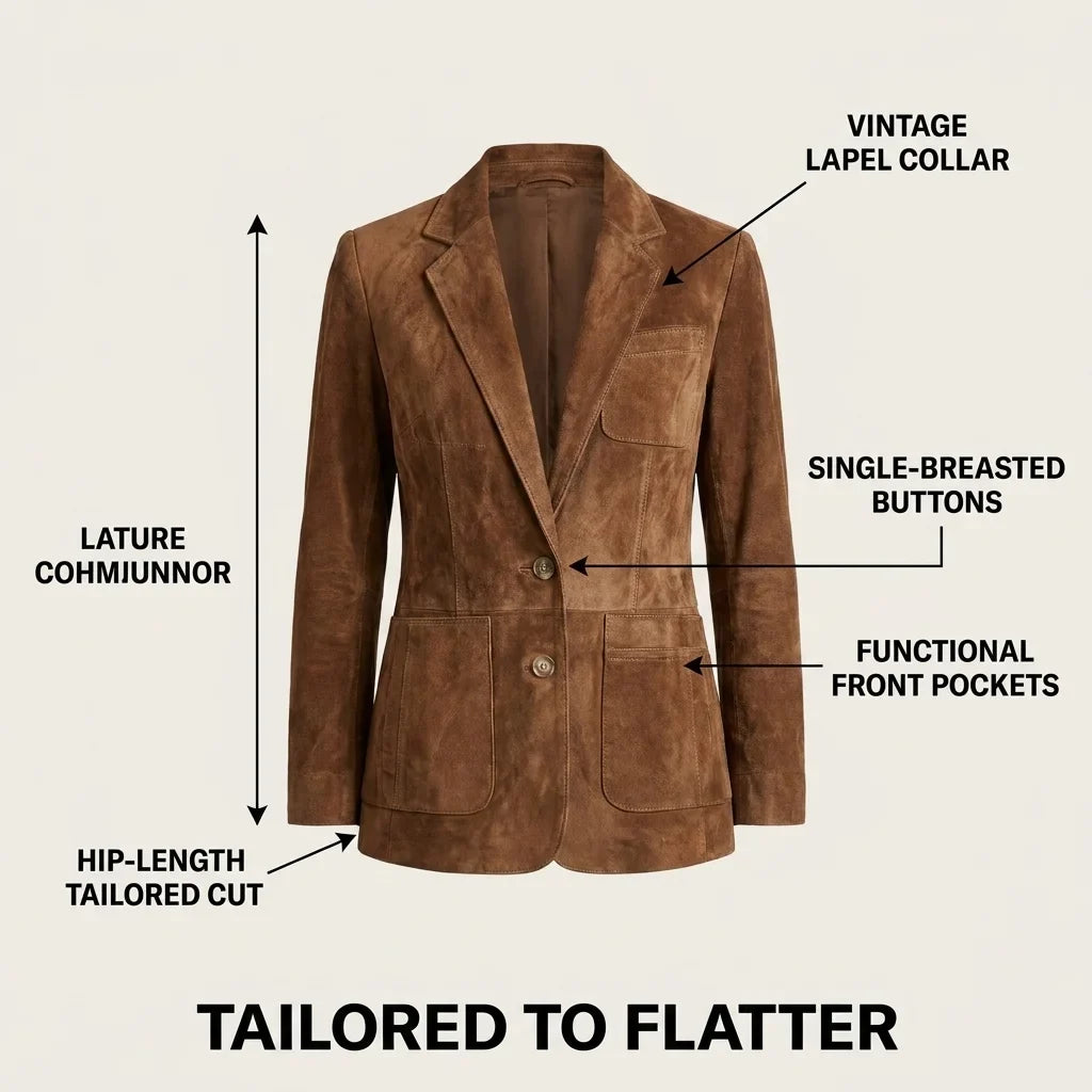 Gwendolyn™ | Women’s Blazer Faux Suede Button Front