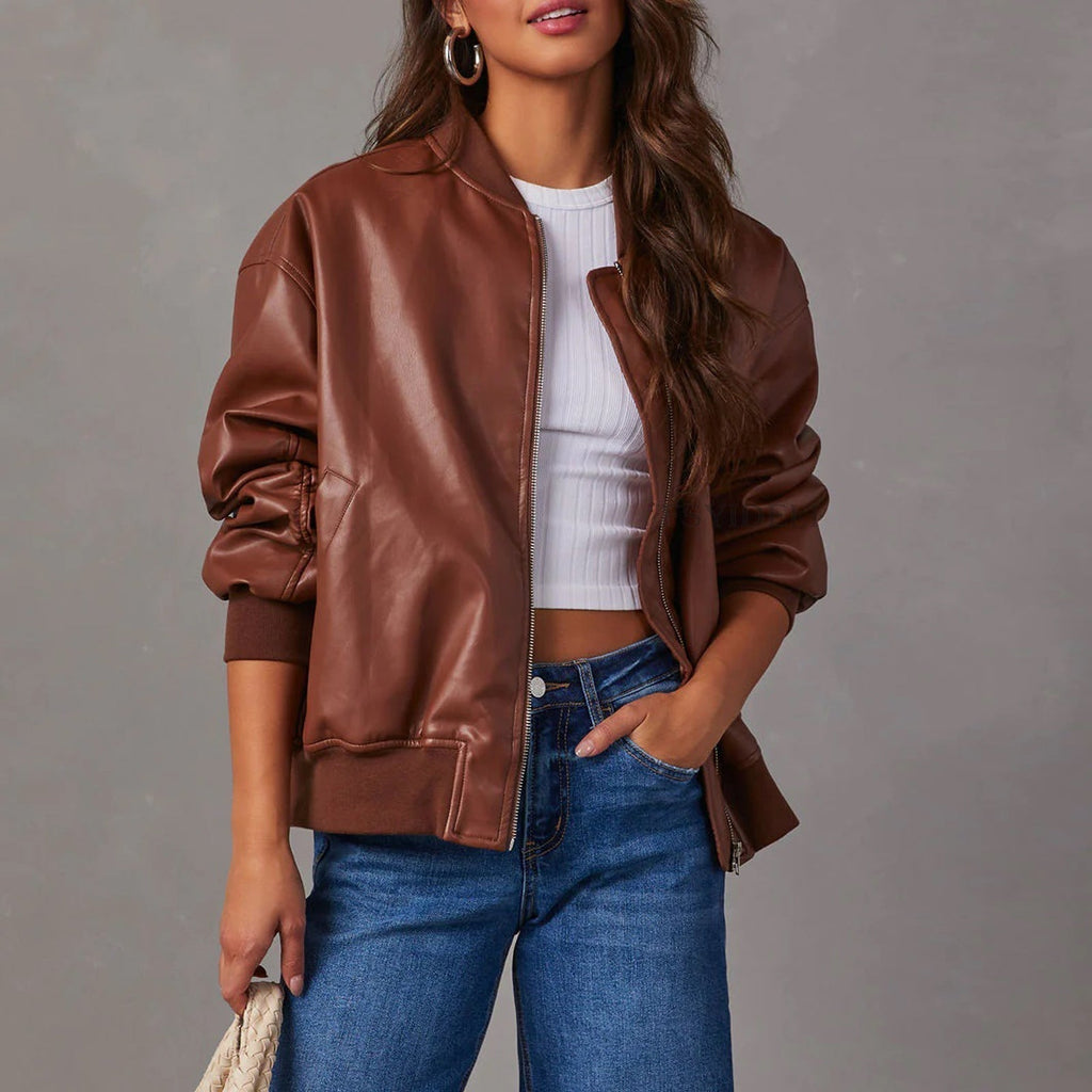 Vivienne™ | Women's Bomber Jacket Faux Leather