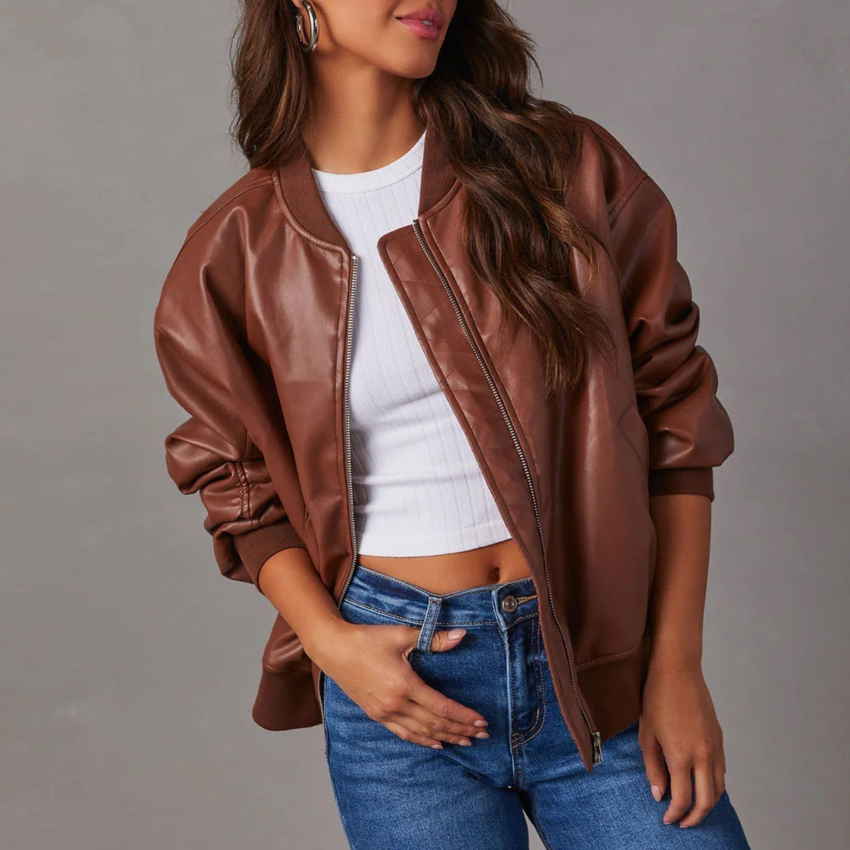 Vivienne™ | Women's Bomber Jacket Faux Leather