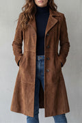 Beatrix™ | Women's Suede Longline Coat Notched Collar