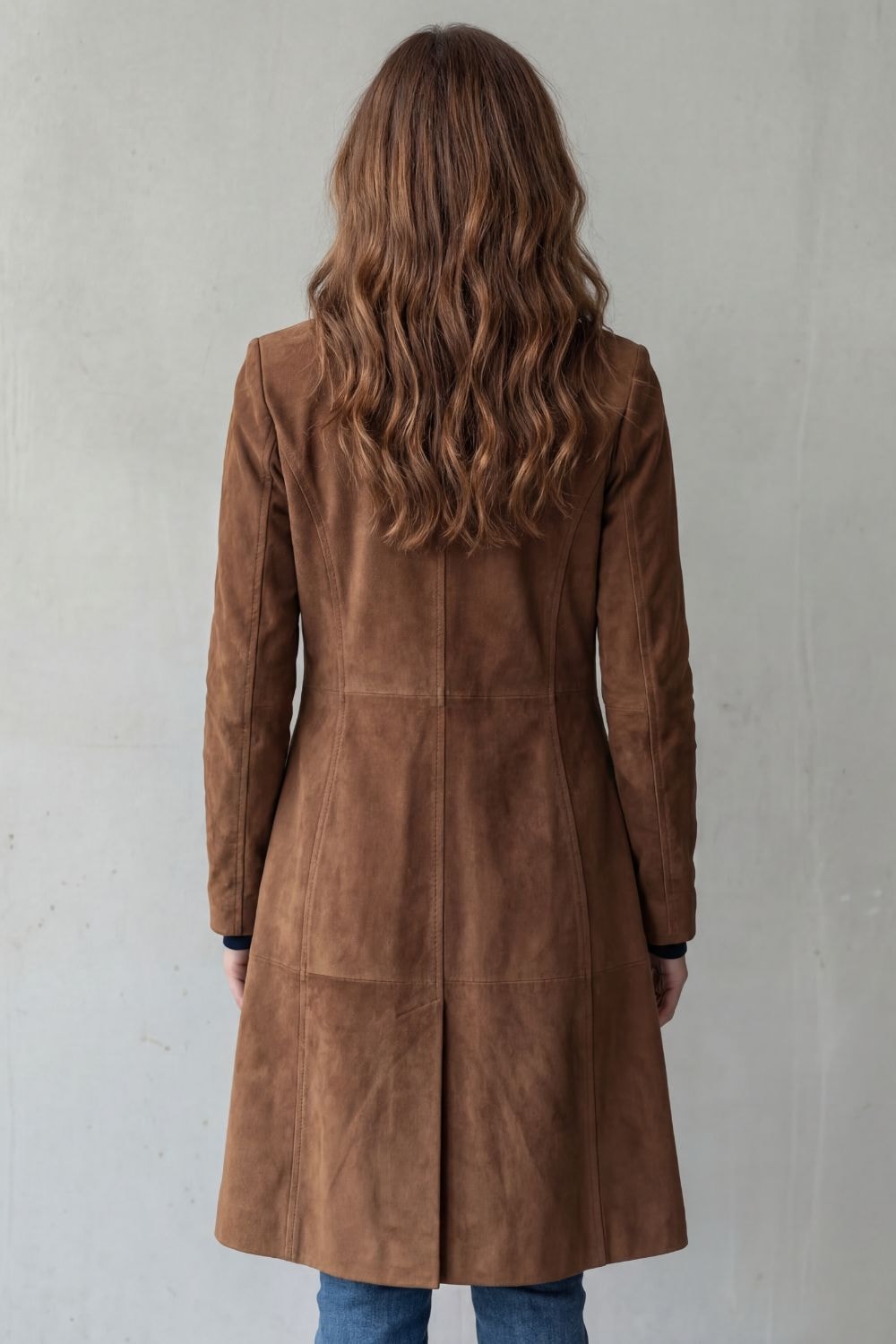 Beatrix™ | Women's Suede Longline Coat Notched Collar