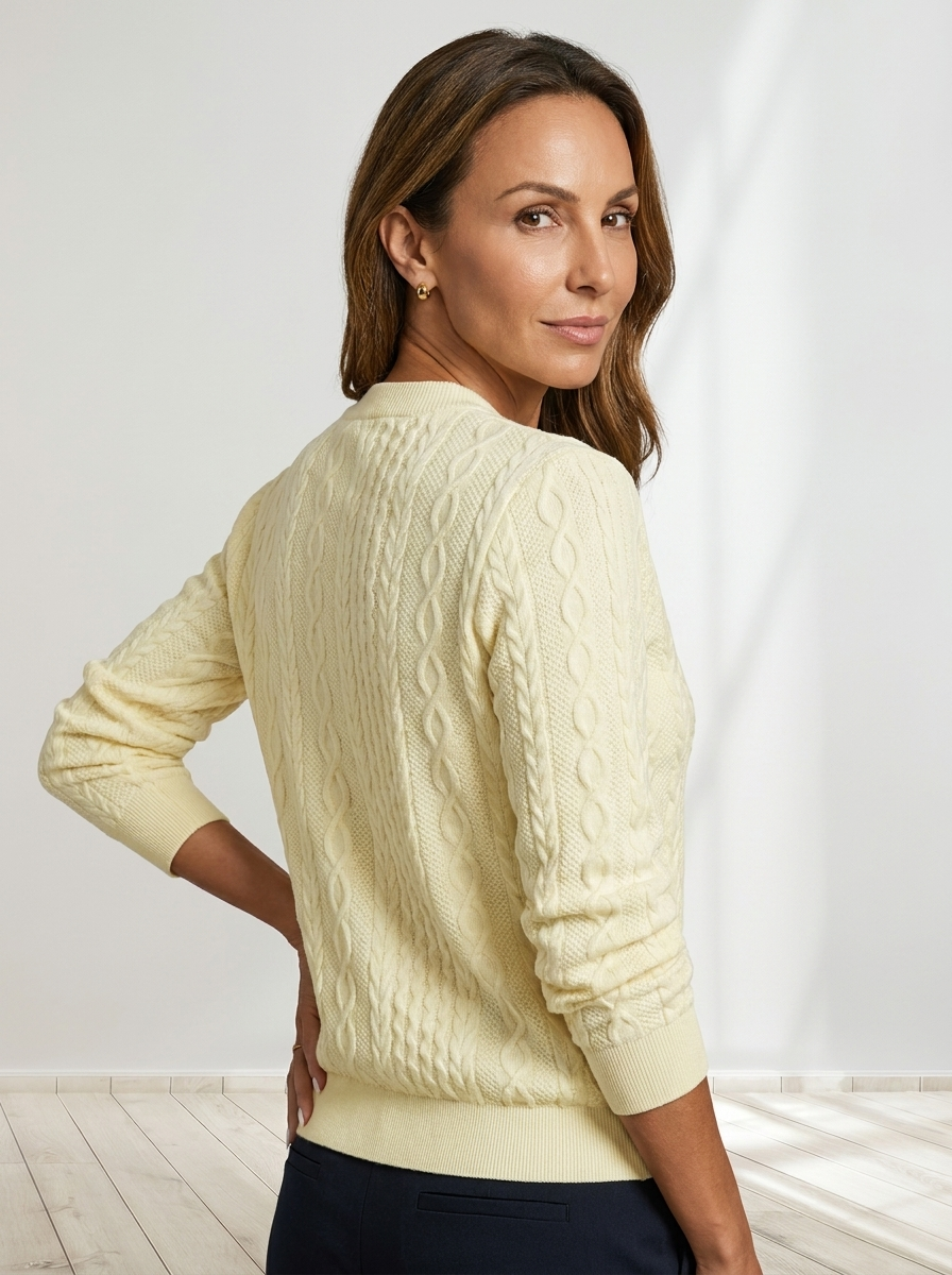 Elara™ | Cable Knit Zip Sweater