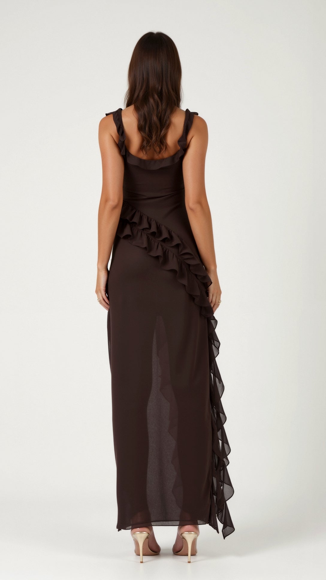 Seraphita™ | Women’s Maxi Dress Chiffon Ruffle Square Neck
