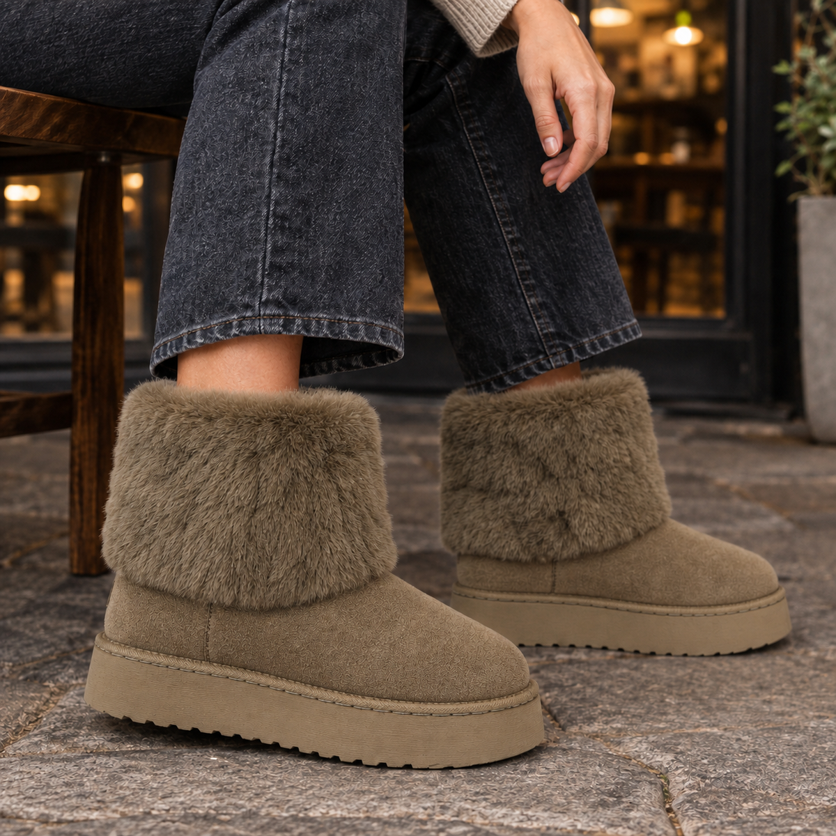Margot™ | Women's Suede Platform Mini Boots Plush Cuff