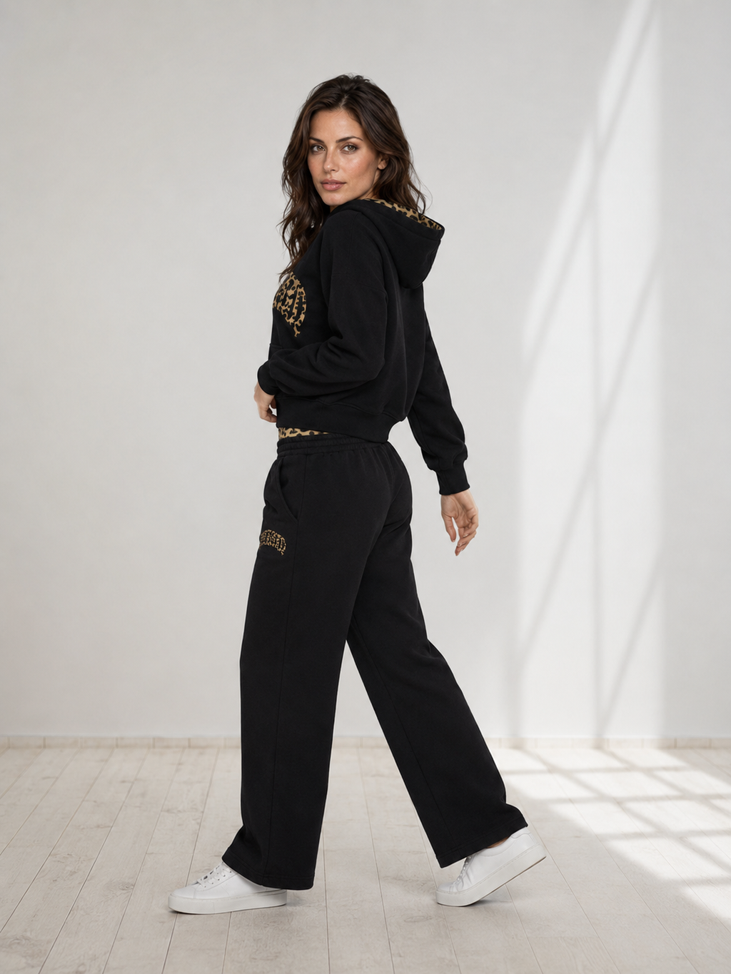 Velora™ | Double Waisted Leopard Print Hoodie & Jogger Set