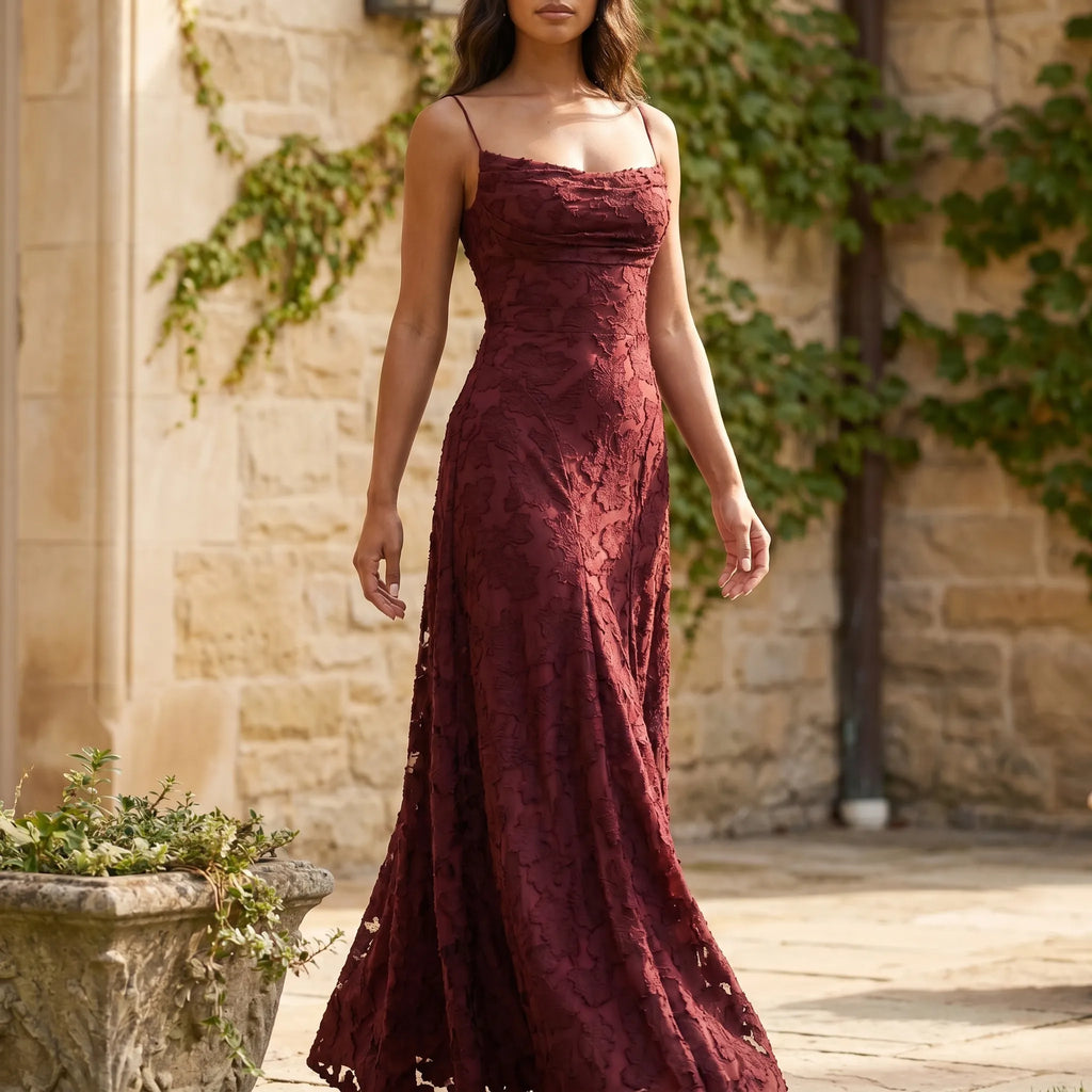 FloriaDress™ - Textured Floral Maxi Dress