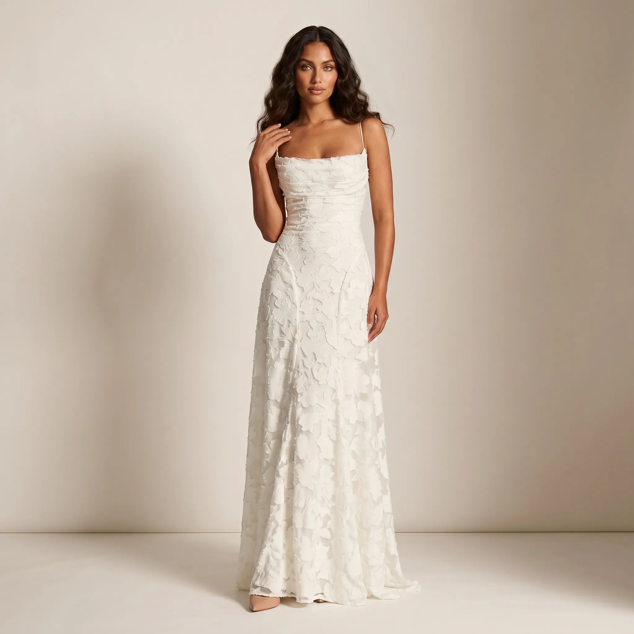 FloriaDress™ - Textured Floral Maxi Dress