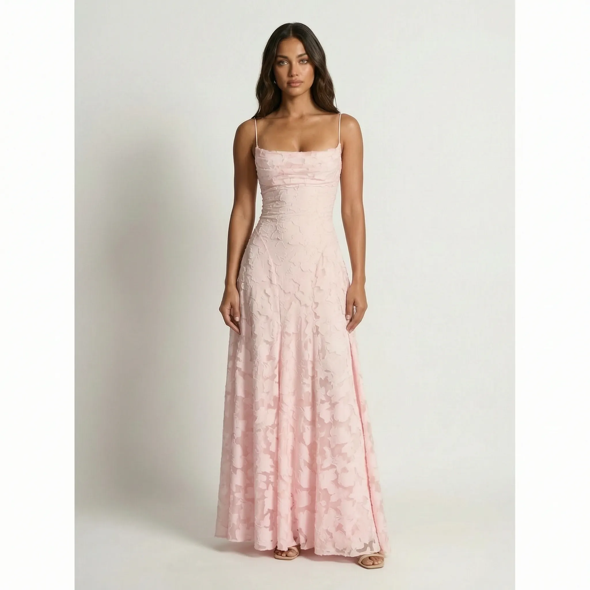 FloriaDress™ - Textured Floral Maxi Dress