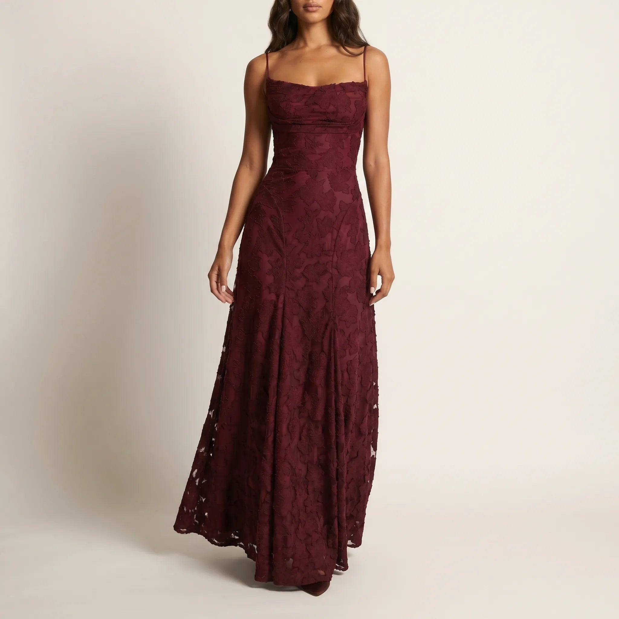 FloriaDress™ - Textured Floral Maxi Dress