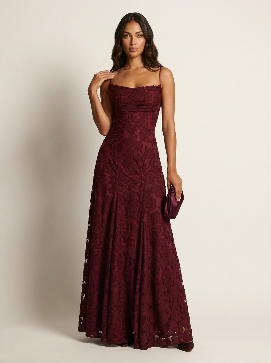 FloriaDress™ - Textured Floral Maxi Dress